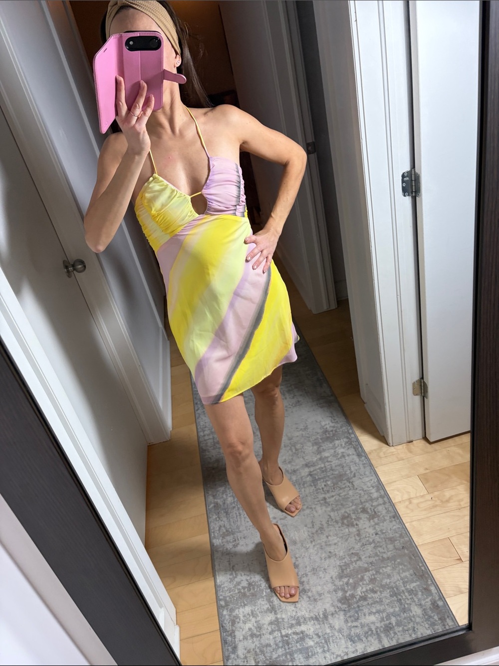Dynamite Yellow and Pink Halter Mini Dress